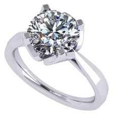 Platinum Plated 925 Sterling Silver 3 CTW Round Zirconia Solitaire Ring - Size 5