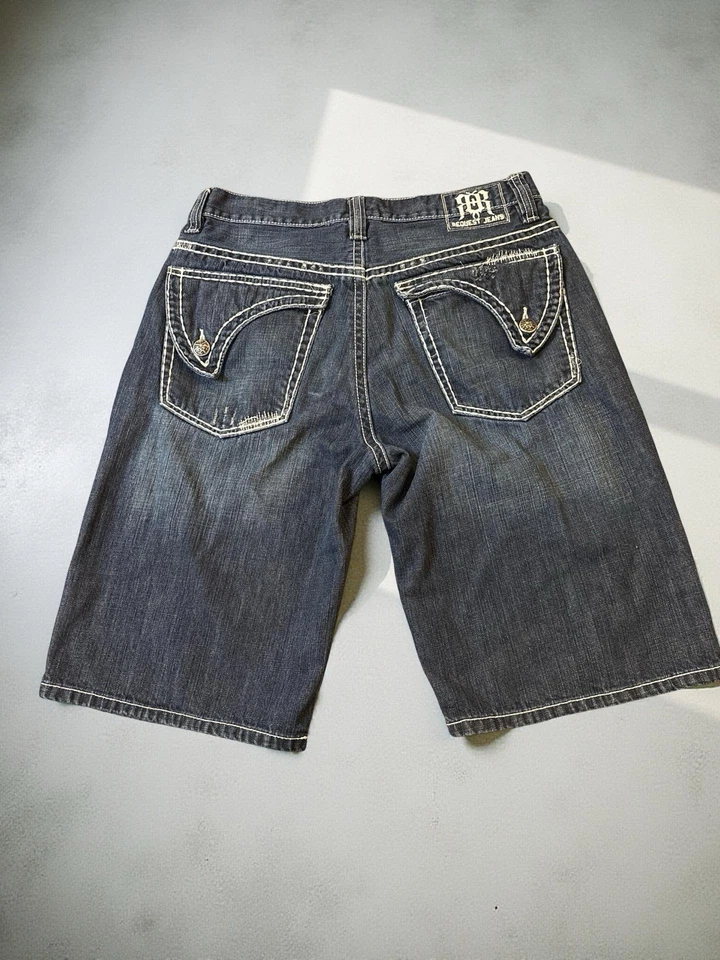 Pantalones cortos de mezclilla Request Jeans talla 34 para hombre 12” entrepierna Y2K Foto 2 de 4
