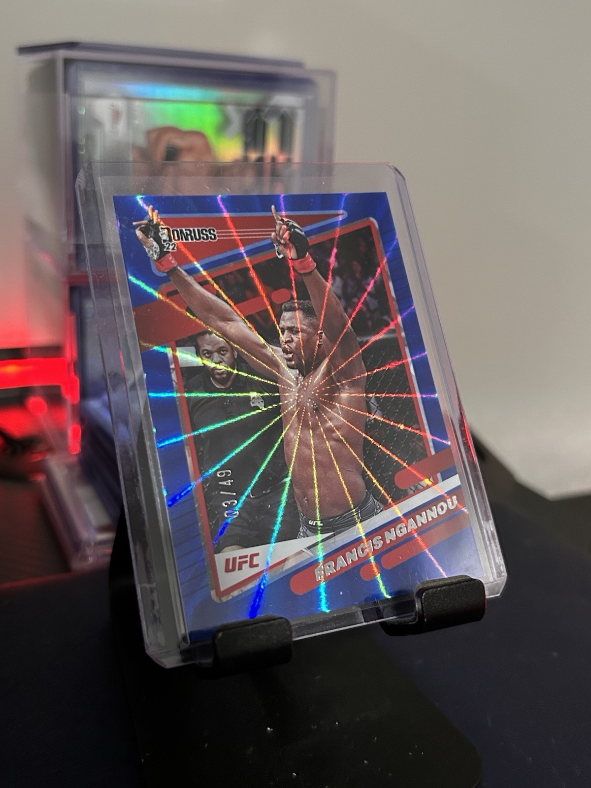 2022 Donruss UFC #39 Francis Ngannou Holo Blue Laser #/49