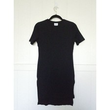 SSENTIEL by AUMNIE SHORT SLEEVE CREW NECK SLITTED SHIRT DRESS Womens XS Black