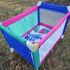 Vintage Graco Sport Pack N Play Pink Purple Teal Retro Baby Travel Crib Bag 90s
