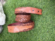 Vtg M&F Sz 34 Hand braided Top Grain Leather Cowboy Cowgirl Belt Strap Mexico