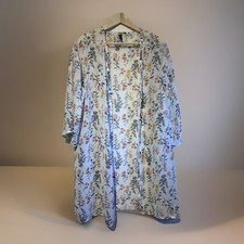Massini Floral Kimono Cardigan Women s M White Lightweight Sheer Open Front