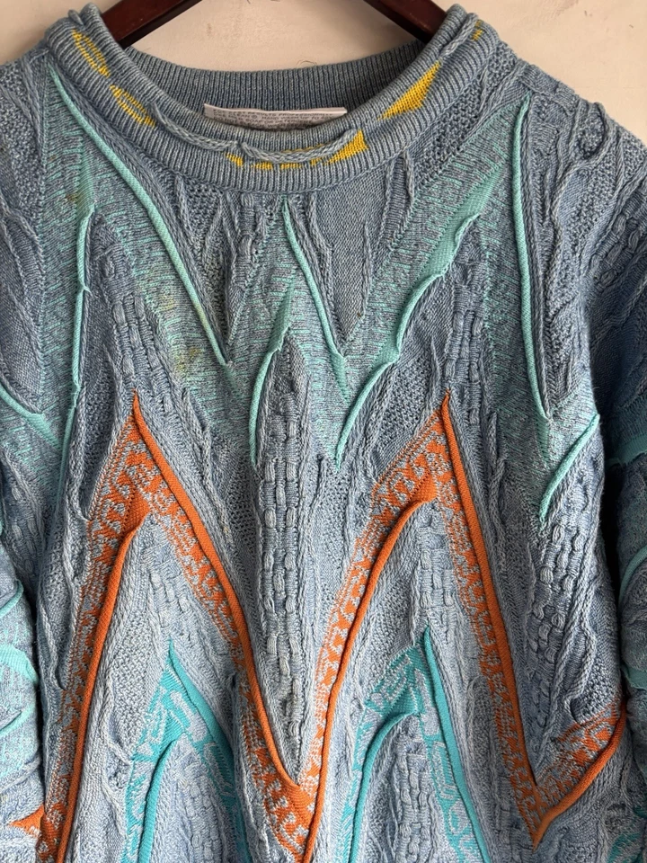 Vintage Coogi Blues 3D Textured Knit Sweater Size M Blue Rare - Image 2 of 4