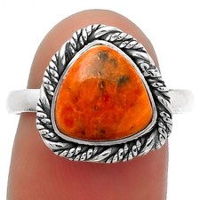 Natural Red Sponge Coral 925 Sterling Silver Ring s.8.5 Jewelry R-1013