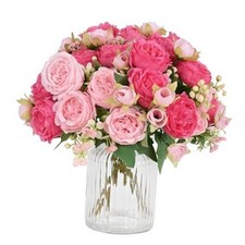 2 Packs Peonies Artificial Flowers Artificial Peonies, Silk 2PCS Mixed Pink