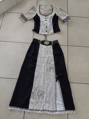 Mieder Landhaus Spieth & Wensky Leinen Dirndl Trachten Rock Lang beige  34/36