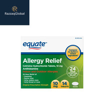 Equate 24 Hour Cetirizine Hydrochloride Allergy Relief Tablets, 10 mg, 14 Count