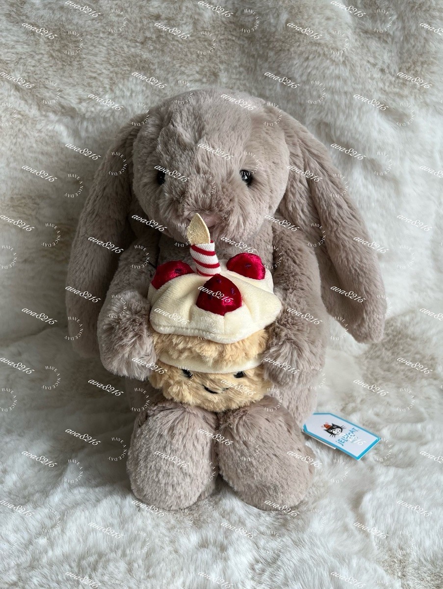 Jellycat Bashful Beige Bunny 'Birthday' Brand New With