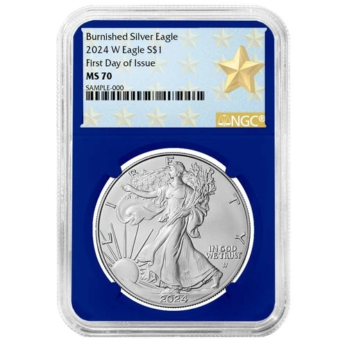 2024-W Burnished $1 American Silver Eagle NGC MS70 FDI West Point Star Label