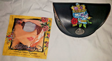 VTG TATTOO EYEWEAR ED HARDY EMBROIDERED LEATHER SUNGLASSES CASE/CLEANING CLOTH