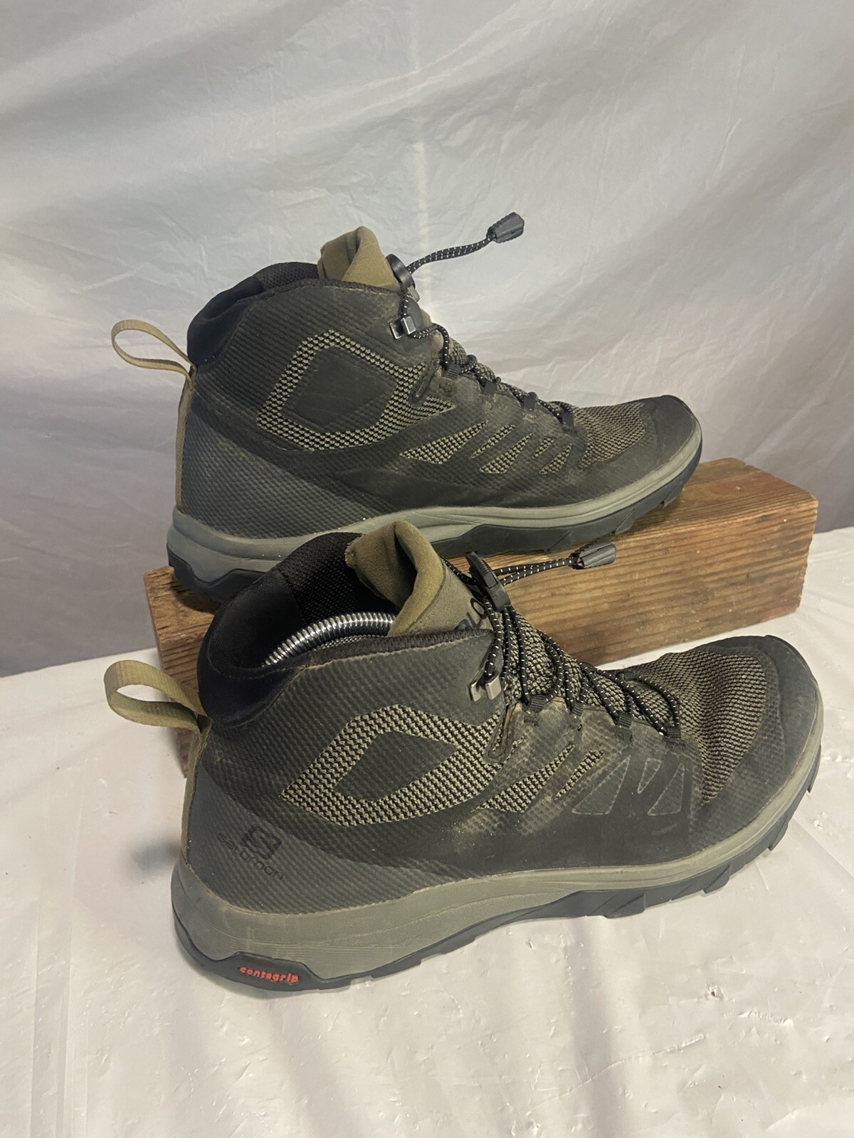 Stivali da trekking uomo Salomon Outline Mid Gore Tex Beluga Nero Capperi Taglia 12 5