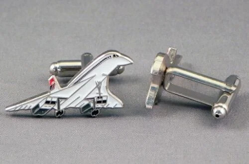 Concorde Supersonic Jet Airliner Aircraft Jet Pilot Metal Aircraft Cufflinks NEW - Picture 2 of 2