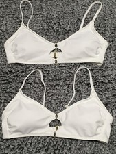 2- Wild Fable Size S 4-6 White Adjustable Strap Removable Pads Bikini Top
