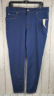 Tahari Kelly Mid-Rise Skinny Women's Jeans Seta Silk Blue Denim Size 14/32 NWT