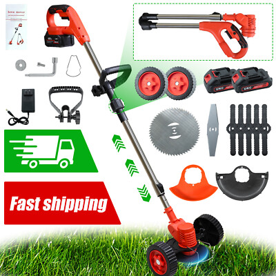 #ad Electric Cordless Grass String Trimmer Lawn Edger Weed Wacker Cutter 2 Battery $19.99