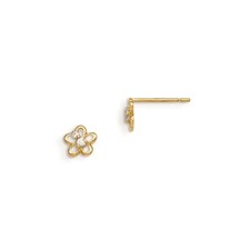 Madi K Kid's Post Earrings 14k Cubic Zirconia Flower Design, 6 mm
