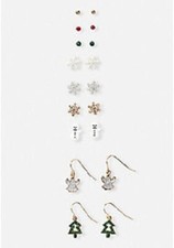 Justice 9-Pairs Christmas Holiday Pierced Earrings for Girls NEW