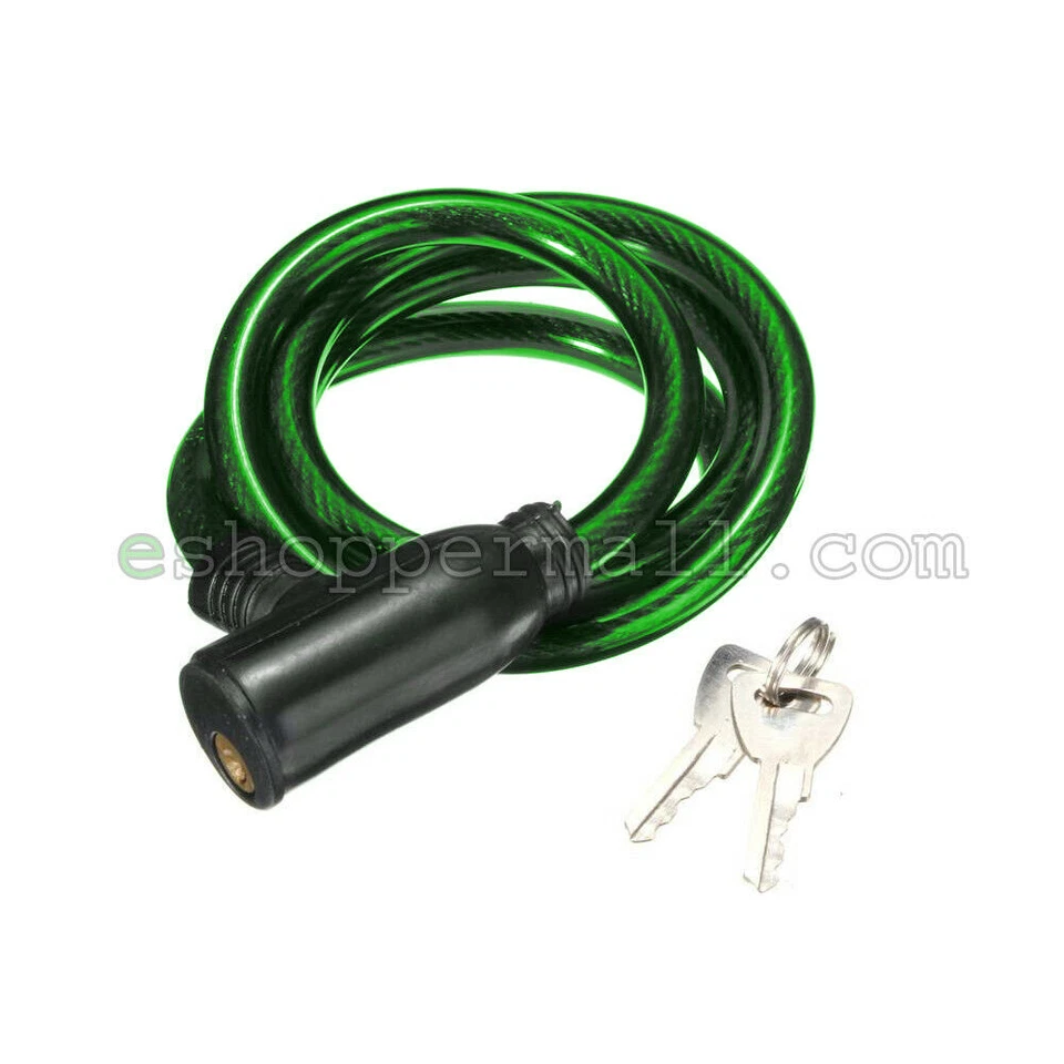 2X Bicycle Cable Lock Bike Lock Heavy Duty 10mm x 36" Anti Theft w/ keys *GREEN* - Image 3 of 4