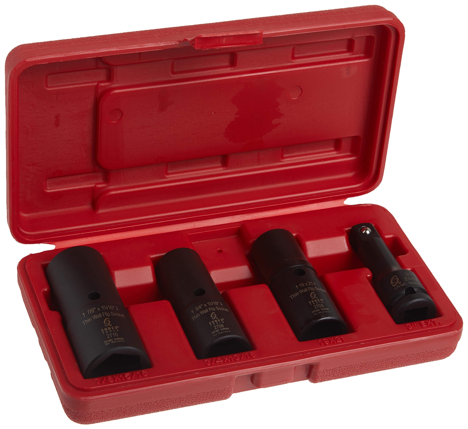 SUNEX TOOLS 2724 1/2-Inch Drive Deep Thin Wall Flip Socket Set, 4-Piece