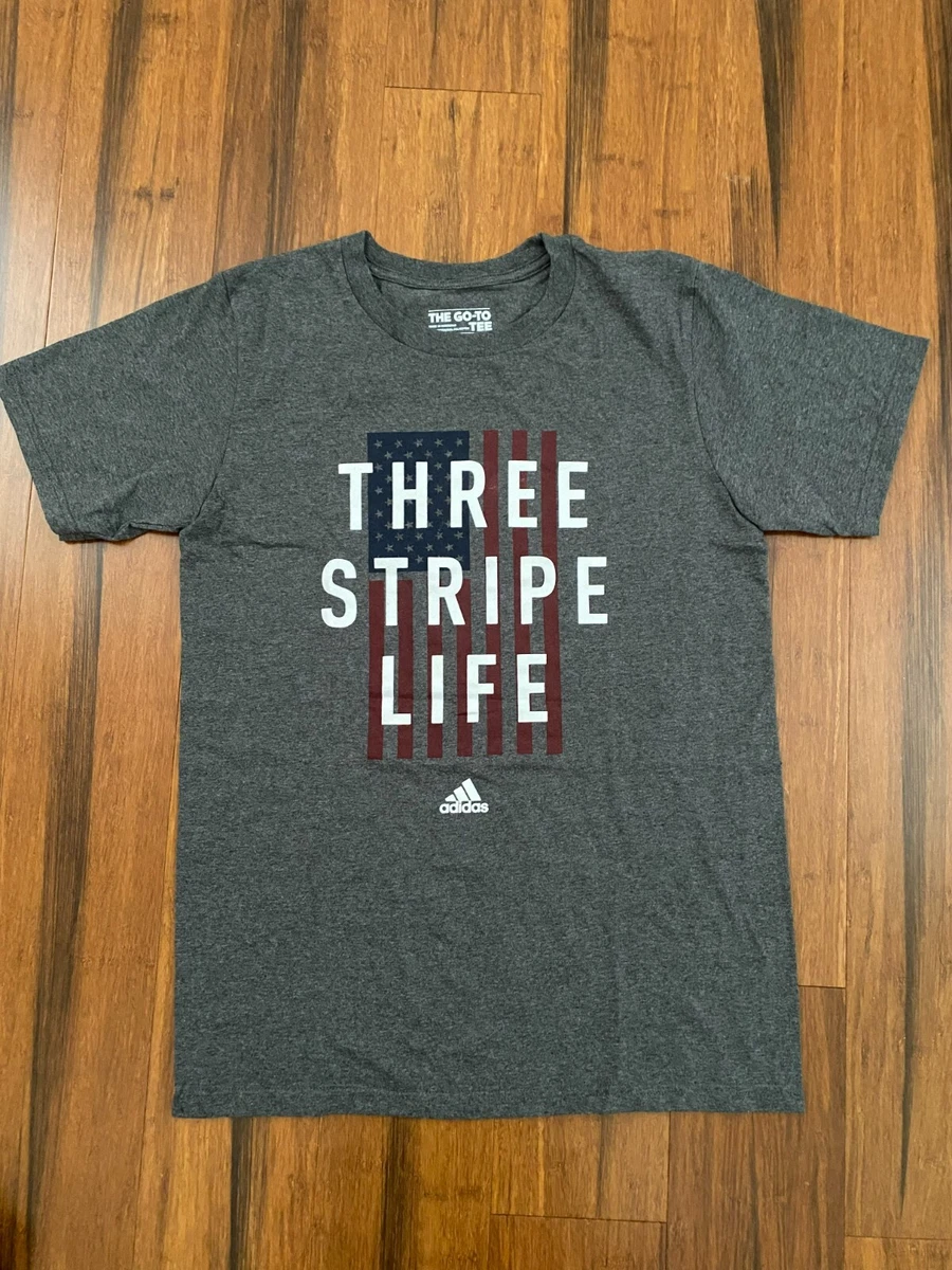 Adidas three stripe life t shirt sales