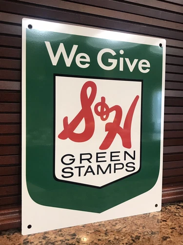 S&H Green Stamps metal sign baked Vintage style Reproduction