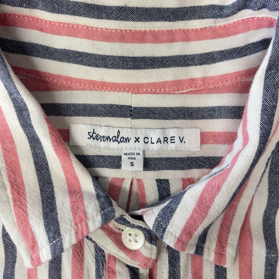 Camisa de vestir túnica a rayas línea Harrison mezcla mujer talla pequeña Clare V. x Steven Alan Foto 3 de 4