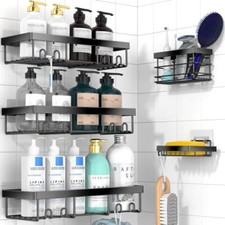 Adhesive Shower Caddy Organizer Shelves Rack - 5 Pack Corner 5pack Black