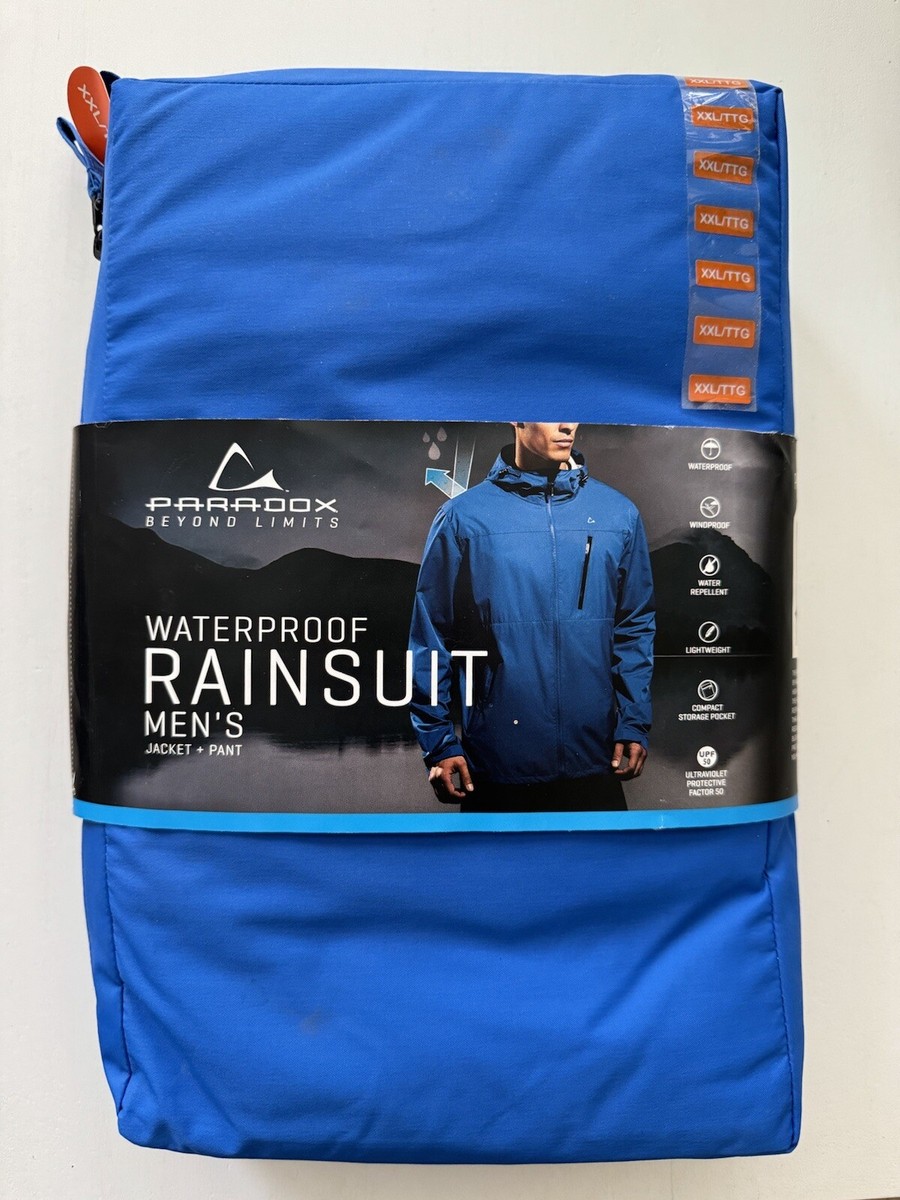 PARADOX Waterproof Rainsuit Men's JACKET PANTS XXL Blue NEW