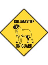 Warning Bullmastiff On Guard - Beware Dog Aluminum Dog Sign or Vinyl Sticker