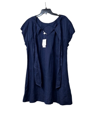 Charter Club Bow-Back Linen A-Line Dress, Intrepid Blue, Sz. PXL - Picture 3 of 12