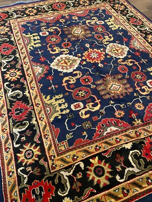 Modern Oushak Rug Handmade in India,Blue with Colorful Accents High Quality,8x10