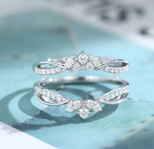 2Ct Round Lab-Created Diamond  Wedding Enhancer Band Ring 14K White Gold Finish