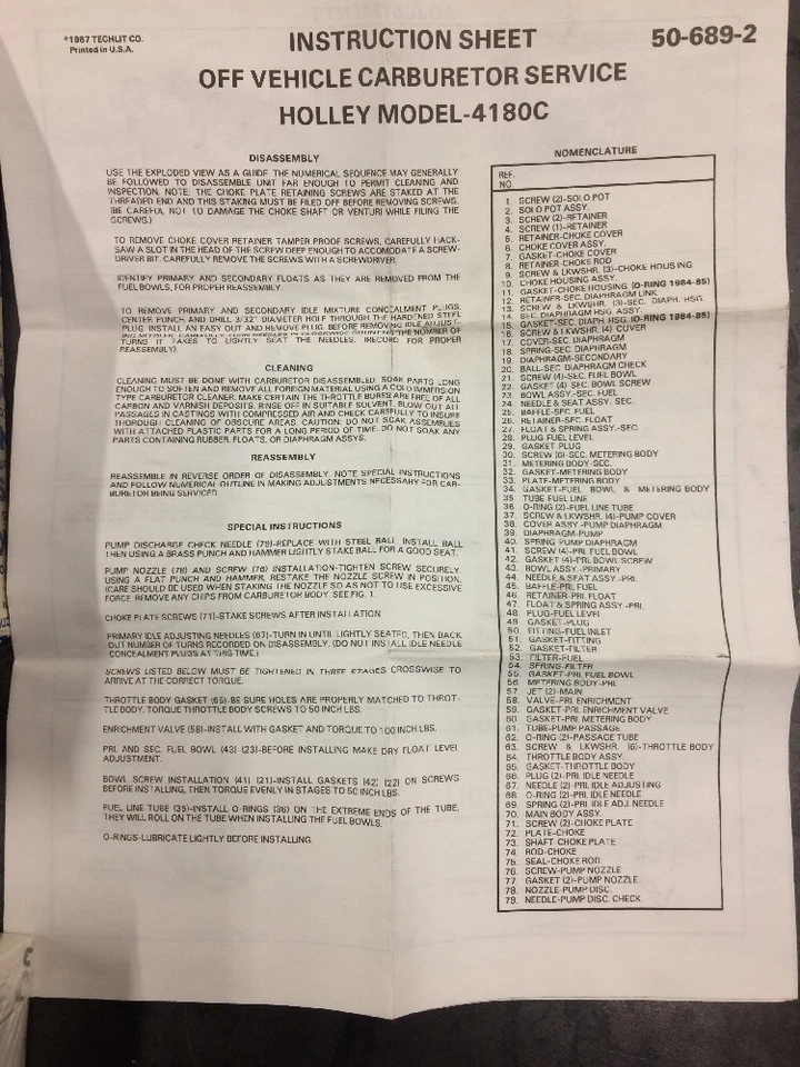 Beck/Arnley 162-9592 Carburetor Tune Up Kit Holley Model 4180C Isuzu Chevy Geo - Image 3 of 4