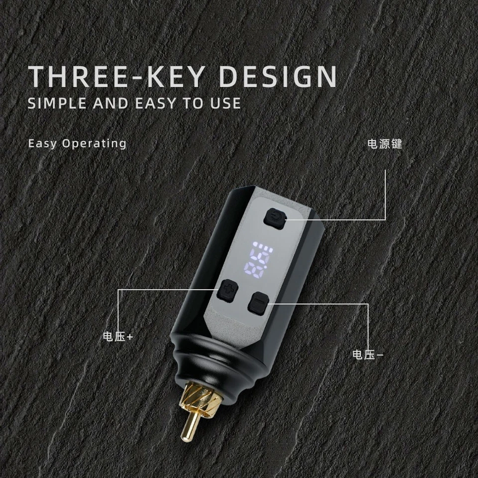 Wireless Tattoo Power Supply 1500mAh Digital LCD RCA Pen Rechargable Battery - Image 4 of 4