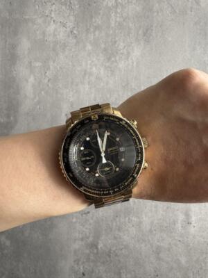 SEIKO SNA414 7T62-0EB0 Flightmaster 42mm Pilot Watch Chronograph