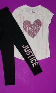 NWT Girls Justice Shirt & Leggings 2 Piece Set Glitter Logo size 10 or 12 NWT Girls Justice Shirt & Leggings 2 Piece Set Glitter Logo size 10 or 12