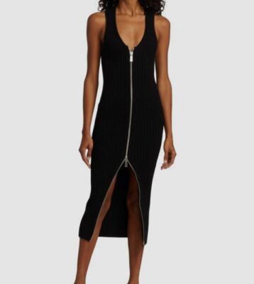 open lace back dress Rosetta Getty Ribbed Wool Turtleneck Maxi Dress main image 0