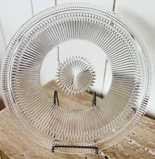 Vintage Jeanette Cake Platter Pressed Glass Plate Clear Footed 12.5”