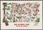Vintage placemat THE OLYMPIC CAFE 1950 map pictured The Dalles Oregon n-mint+ — photo 2