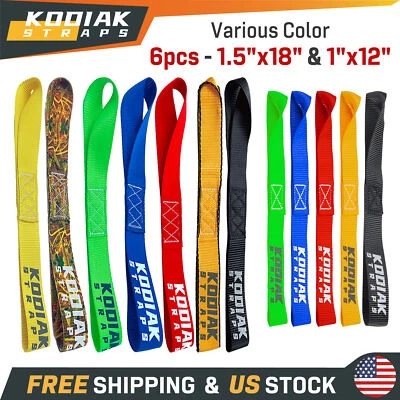 KODIAK STRAPS 6 Pack Soft Loop Tie Down Straps -for Motorcycle/ATV/Dirt Bikes (Various Styles)