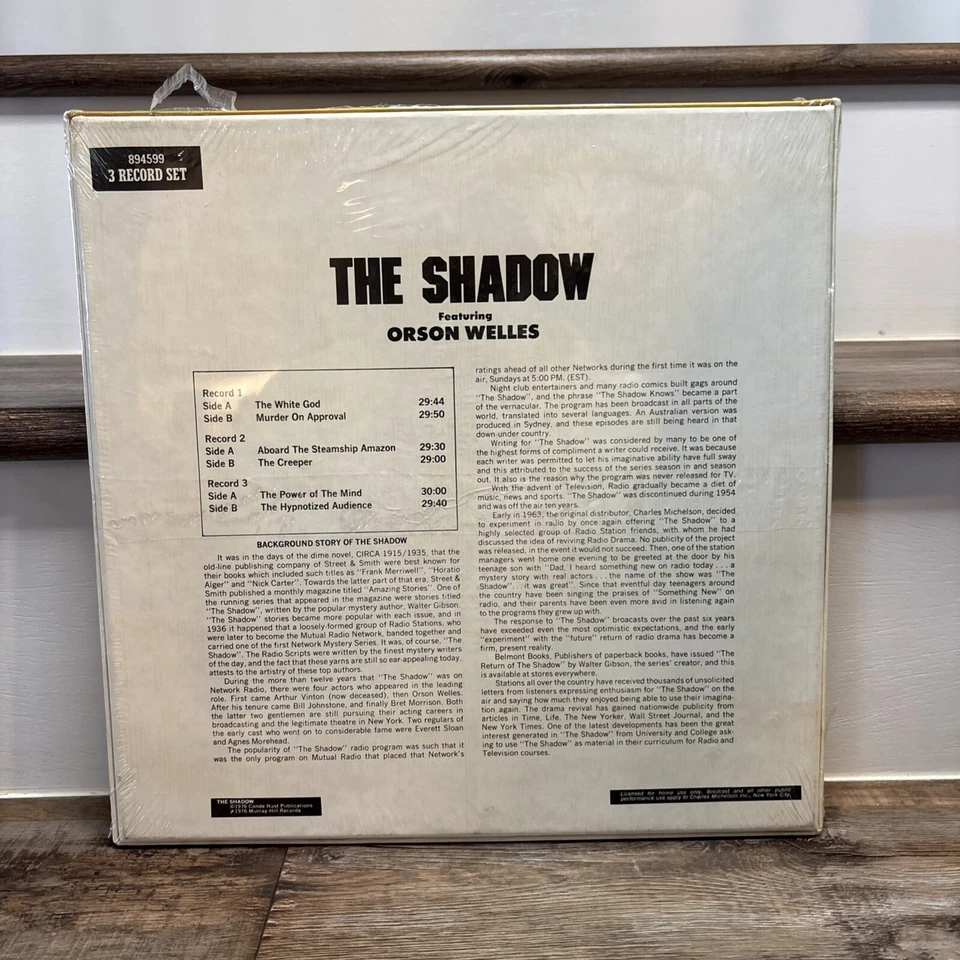 Orson Welles: The Shadow, 1976 Murray Hill 894599 - Radio 3 LPs (New Sealed) - Image 2 of 4