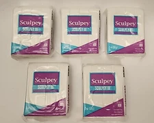 Sculpey III - Oven Bake Clay - White - 5-Pack