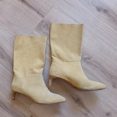 Stiefel Stiefeletten Kittenheels Cowboy *Ba&Sh* Gr. EU 38 Leder gelb beige Boho