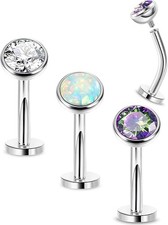 3Pcs 14G Surgical Steel Belly Button Rings for Women Floating Belly Rings Fla...