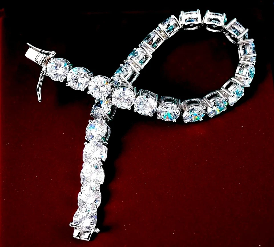 12Ct Lab Diamond Tennis Bracelet ✨ 5mm 7.5" 14K White Gold Plated Shine - Image 2 of 2