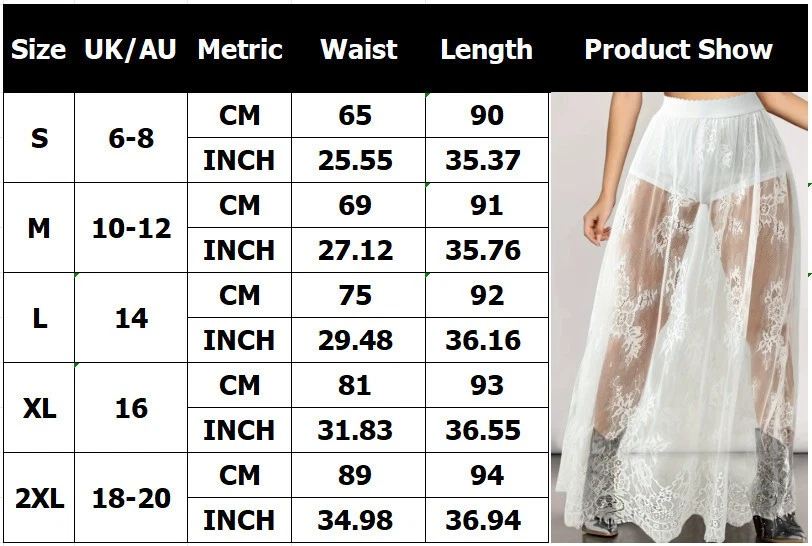 OFF WHITE Abito donna estivo vita alta elastico pizzo vedere attraverso gonne lungo gotico festa