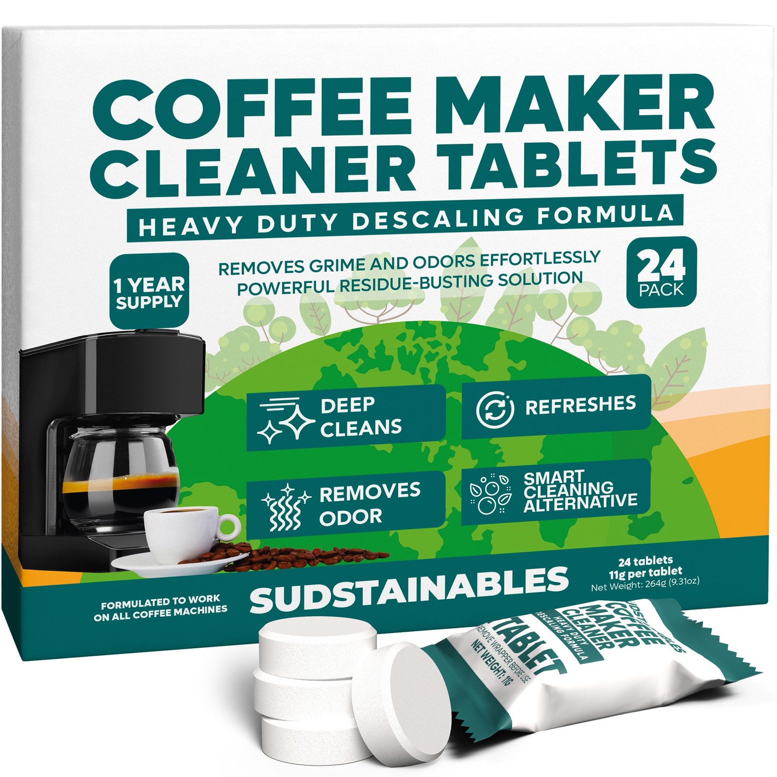 Cleaner Tablets &ndash; Descaling & 1 Count (pack Of 24), Fresh Scent