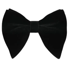 Velvet Pre-tied Adjustable Bow Tie for Men Oversize Formal Solid Bowties