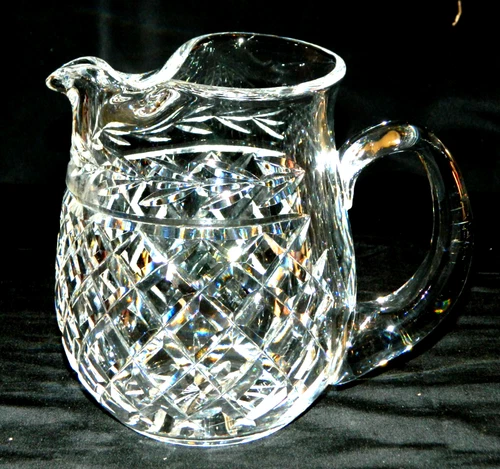 VINTAGE WATERFORD CRYSTAL "GLANDORE" 32 oz. JUG/PITCHER, ICE LIP, EX COND